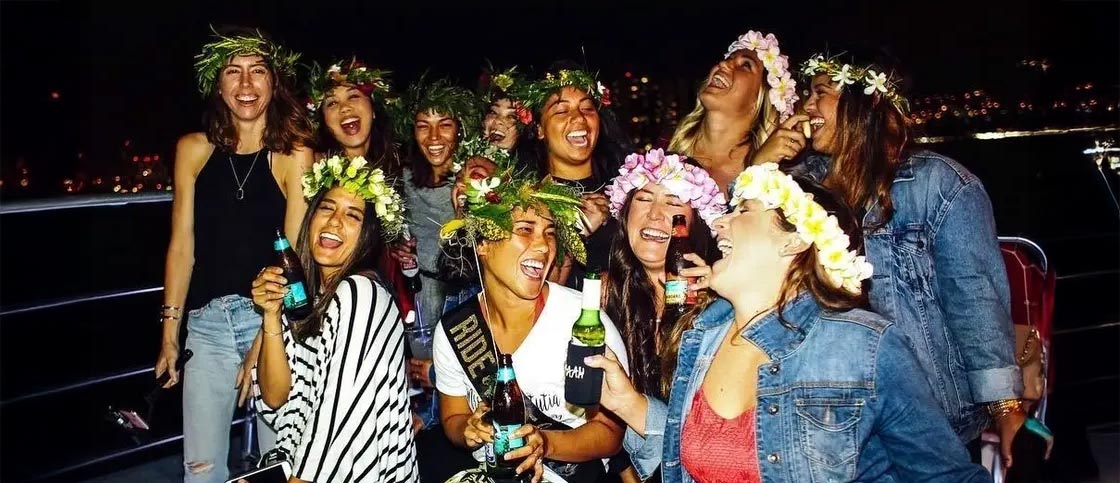 Group of Girls drinking on the Glass Bottom Boat